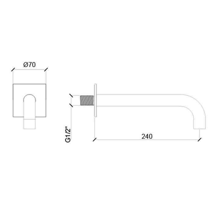 Излив настенный Almar Waterfalls 240 мм с квадратным отражателем цвет Copper Brushed PVD E098011CO