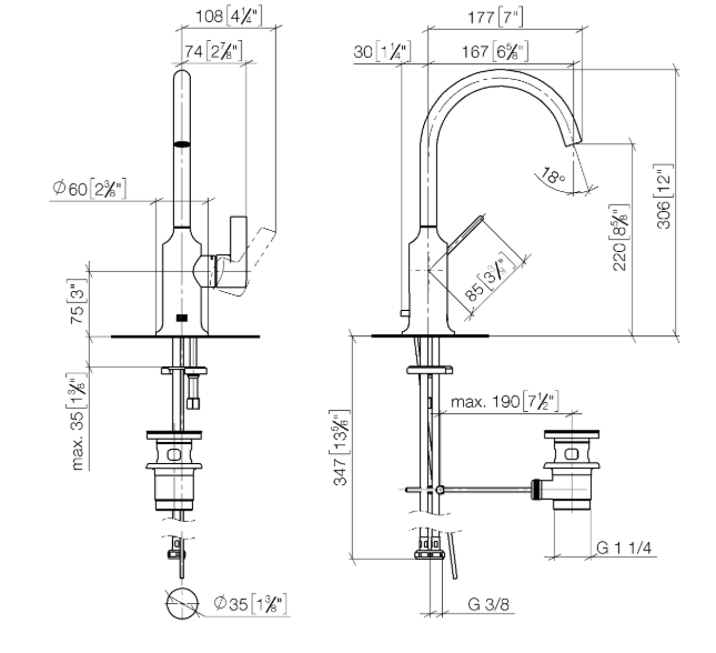 Смеситель для раковины Dornbracht Vaia однорычажный, Dark Platinum сатинированная 33500809-99