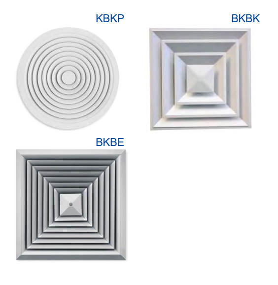 Диффузоры потолочные TROX серии KBKP / BKBK / BKBE