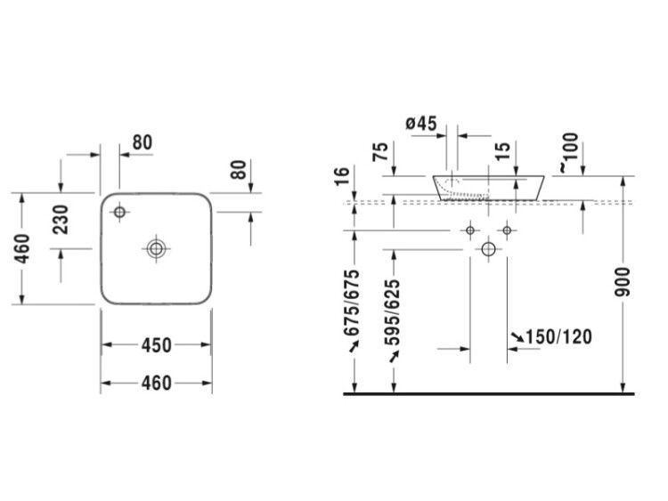 Раковина накладная Duravit Cape Cod 460x460 мм белая 2340460000