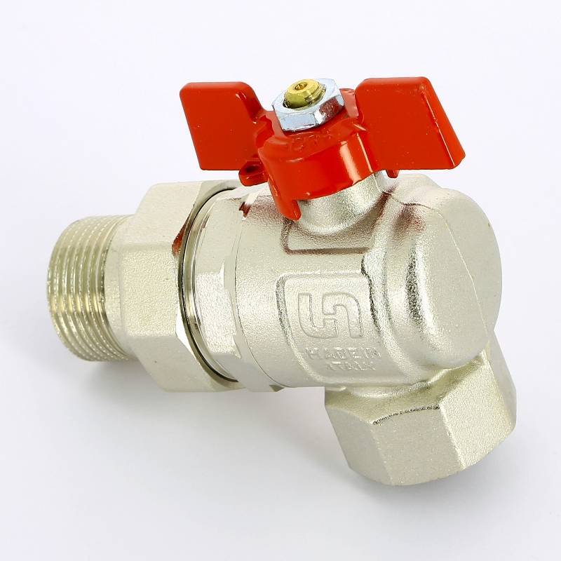 Кран шаровой угловой Uni-Fitt 1 НВ с разъемным соединением для коллекторов 133T4000