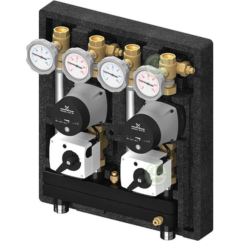 Насосно-смесительный модуль Meibes Kombimix 2 MK ST/STM с насосом Grundfos UPM3 Hybrid 15-70 M26101.3OSRU