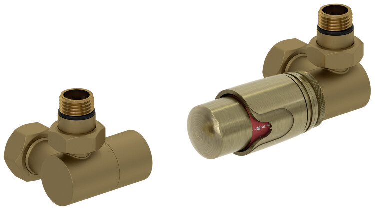 Комплект терморегуляторов Сунержа 3D автоматический правый G 1/2 x G 3/4 золото матовое 03214220001