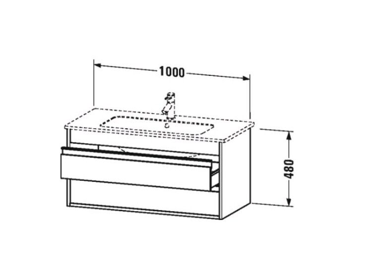 Тумба под раковину подвесная Duravit Ketho 1000x475x480 мм 2 ящика графит матовый KT643004949