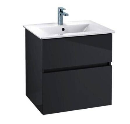 Тумба под раковину Villeroy & Boch Verity Line 605х482х618 мм с раковиной Venticello черный матовый 41246501/B66400VC