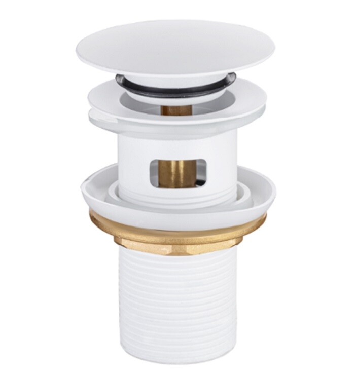 Донный клапан Splendy для раковины с переливом 1 1/4 белый матовый AA3071YORMWM