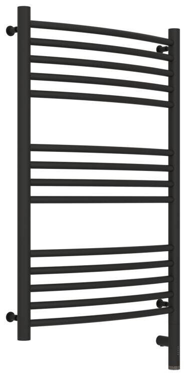 Полотенцесушитель электрический Сунержа Богема 3.0 выгнутая 800x500 мм МЭМ нижнее справа темный титан муар 15-5803-8050