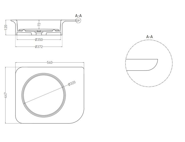 Раковина накладная Salini Ninfea 02 540x447x120 мм матовая RAL 7044 110521MFRAL7044