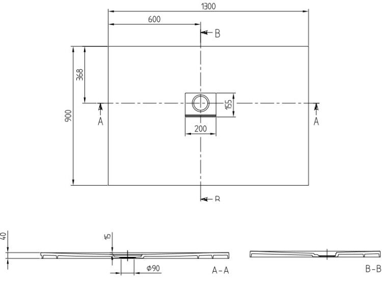 Душевой поддон Villeroy & Boch Squaro Infinity 1300x900x40 мм Stone White UDQ1390SQI2LVRW