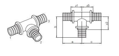 Тройник латунный REHAU RAUTITAN MX 32-20-32 мм 169059-001