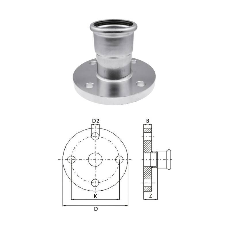 Переход фланец-муфта KAN-therm Inox 42 мм пресс 6190800