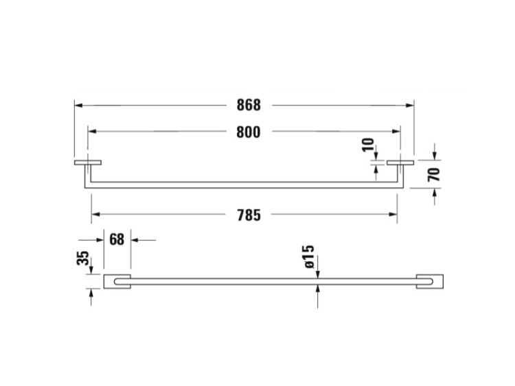 Полотенцедержатель Duravit Karree 800 мм хром 0099601000