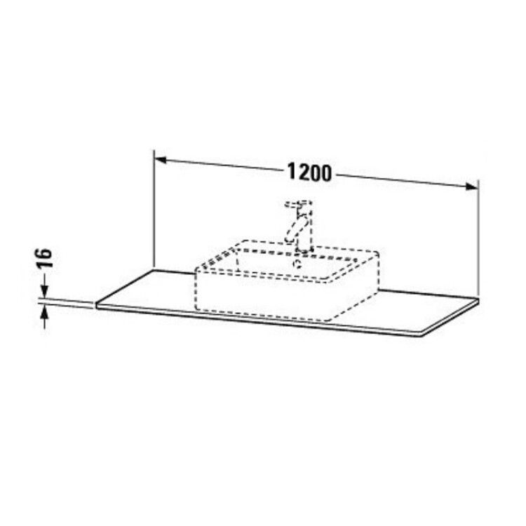 Столешница Duravit XSquare 1200x550x16 мм бетонно-серый матовый XS060F00707