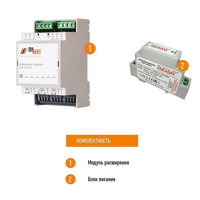 Блок расширения релейный Wi-Fi ЭВАН MyHeat RL6W с блоком питания RL6W