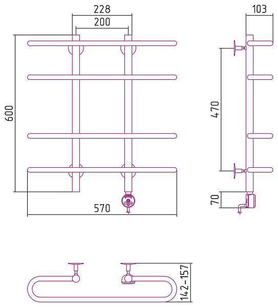 Полотенцесушитель электрический Стилье Формат 15 60x60 см без покрытия 00514-6060