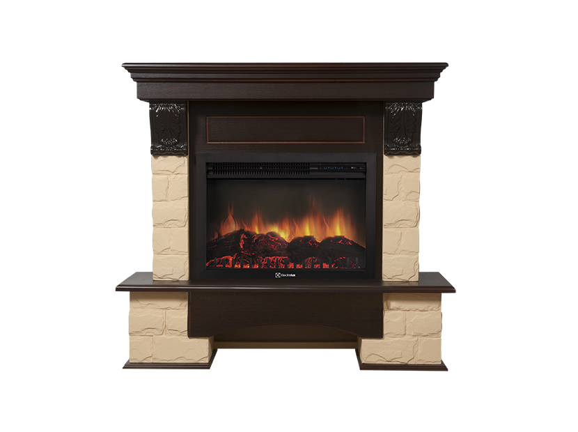 Портал для электрокамина Firelight Forte 25S камень бежевый шпон темный дуб НС-1100812