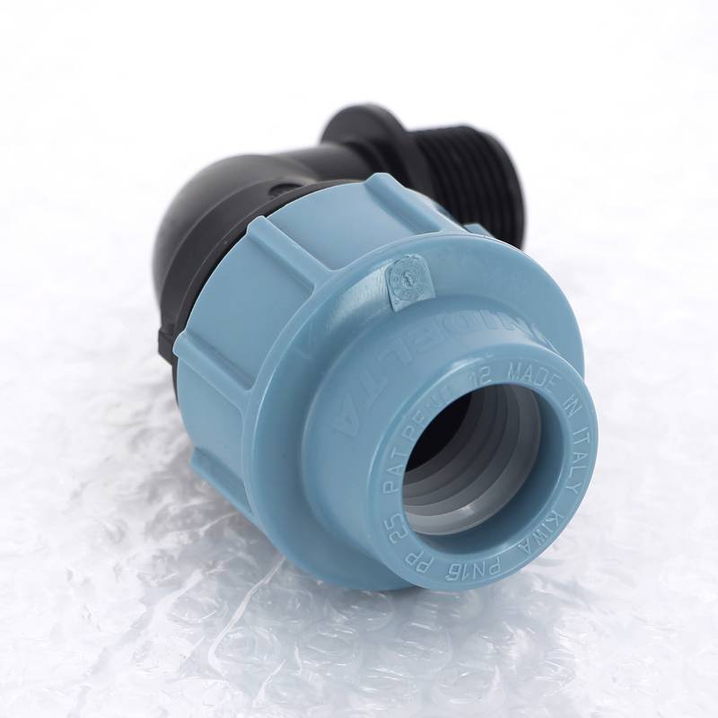 Угольник обжимной для труб ПНД Unidelta Deltone 25х3/4 наружная резьба 1008025003