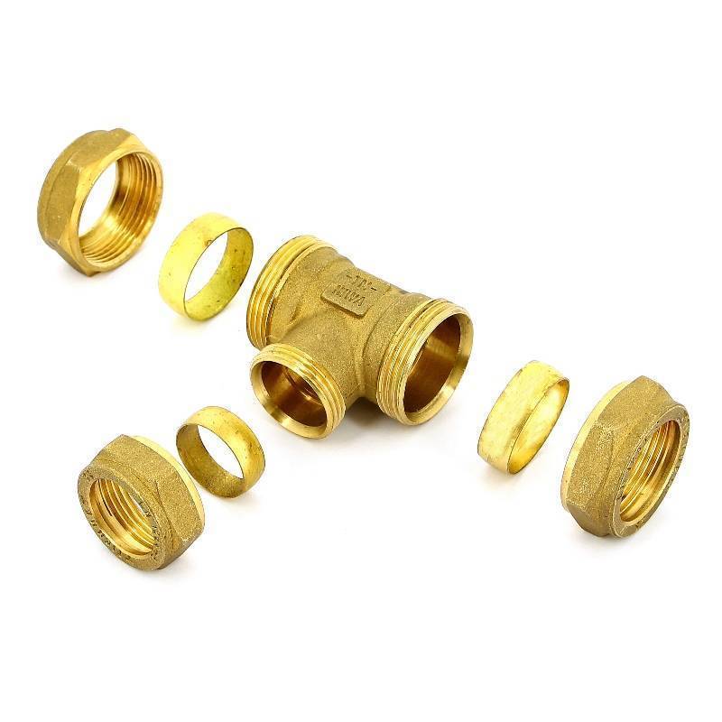 Тройник обжимной латунный Tiemme 12 мм 1000050