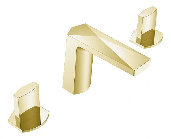 Смеситель для раковины Boheme Venturo врезной на 3 отверстия Ice золото матовое 150-MG-ICE