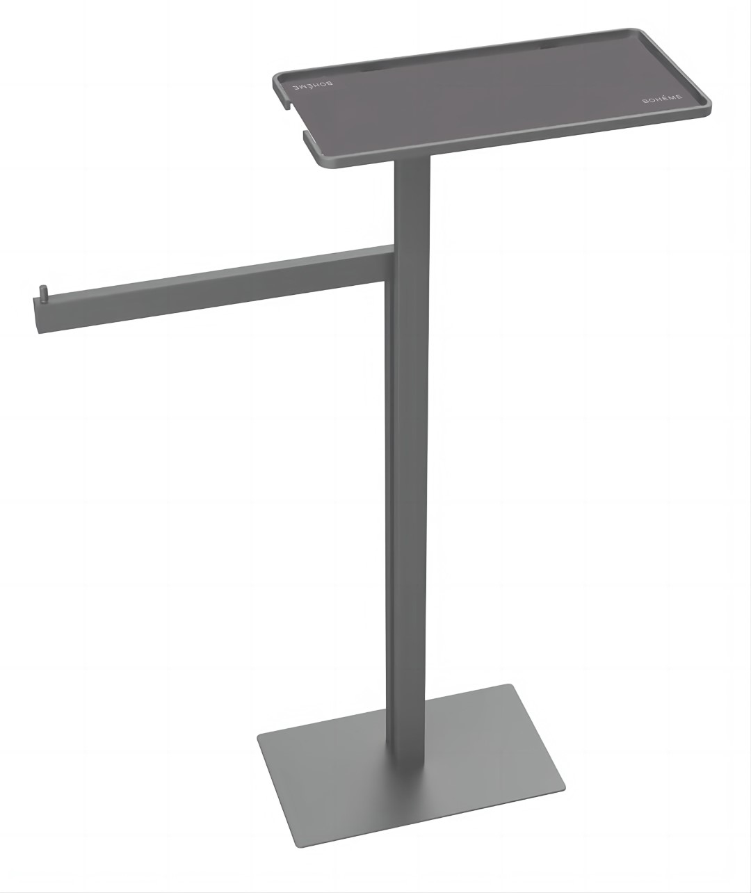 Стойка напольная с ершиком, полотенцедержателем и полкой Boheme Venturo оружейная сталь 10952-GM