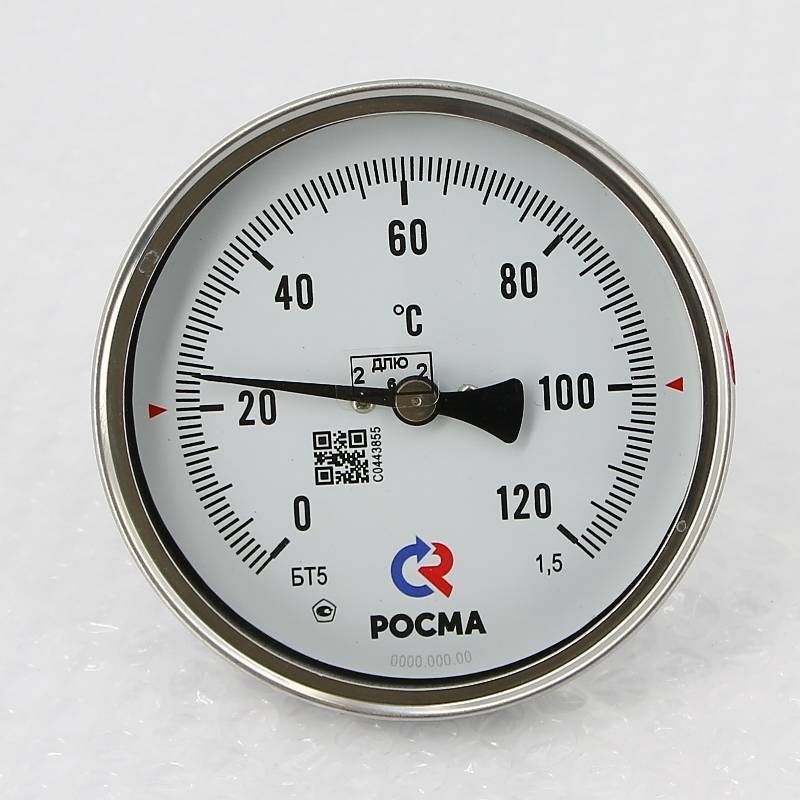 Термометр биметаллический осевой Росма БТ-51.211 100/64 G1/2 0-120 °C 00000002545