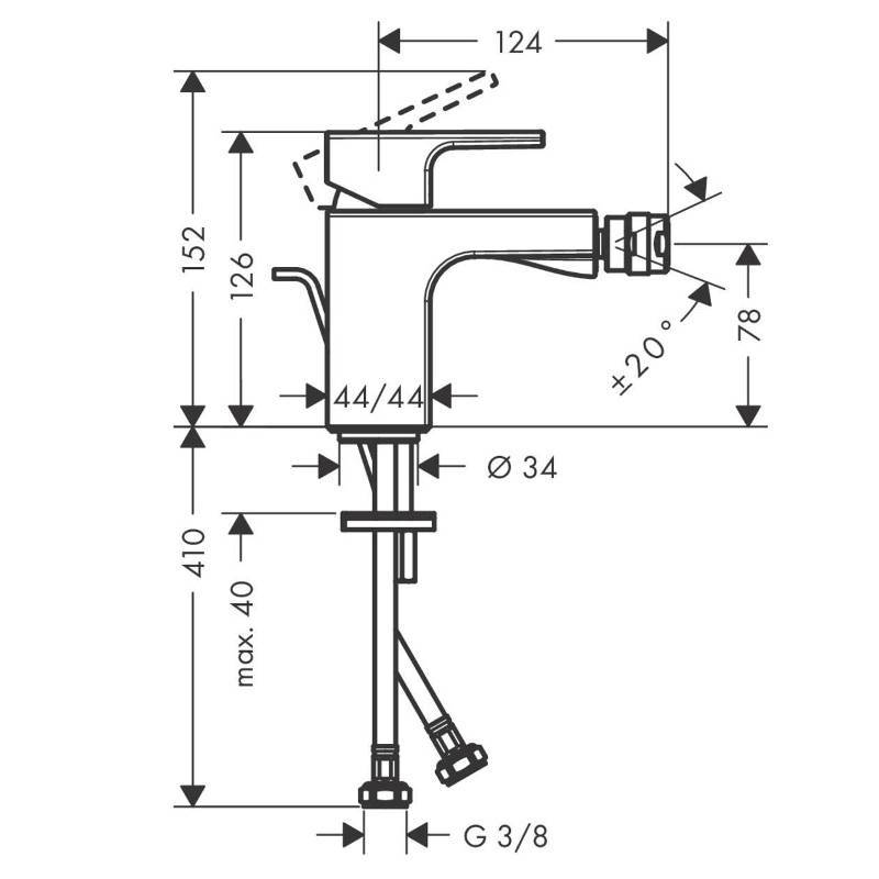 Смеситель для биде Hansgrohe Vernis Shape 100 однорычажный с донным клапаном хром 71211000