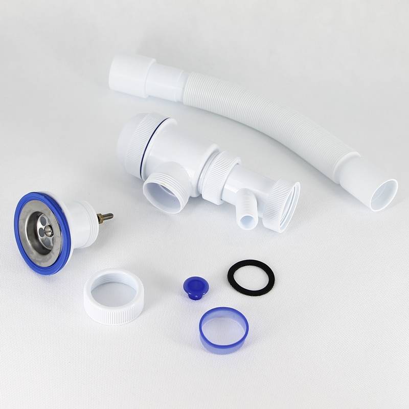 Сифон для раковины Wirquin Мини Элит 1 1/2 x 40 мм чашка 63 мм с отводом и гофротрубой 800 мм 30980679