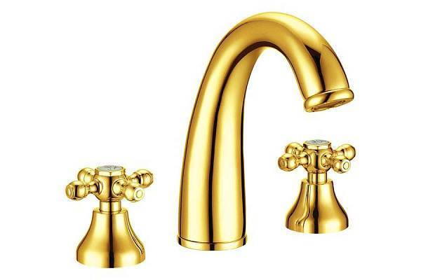Смеситель для раковины Boheme Camelia на 3 отверстия золото глянцевое 297-Camelia