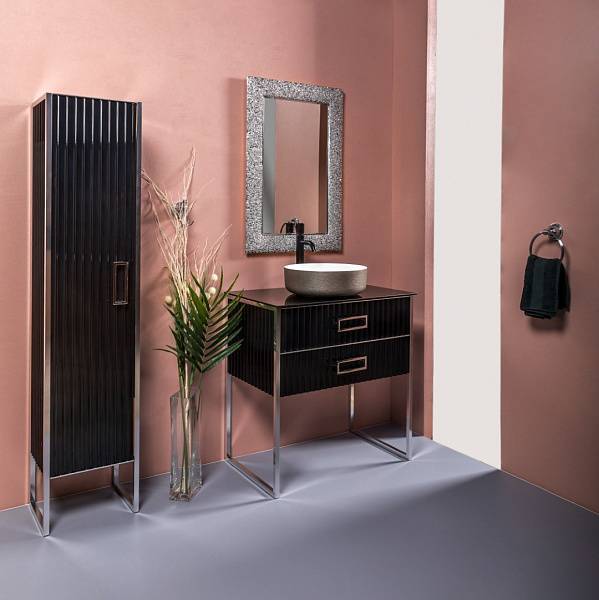 Шкаф-пенал напольный Boheme Monaco 35х30х170 см черный/хром правый 868-BCR-R