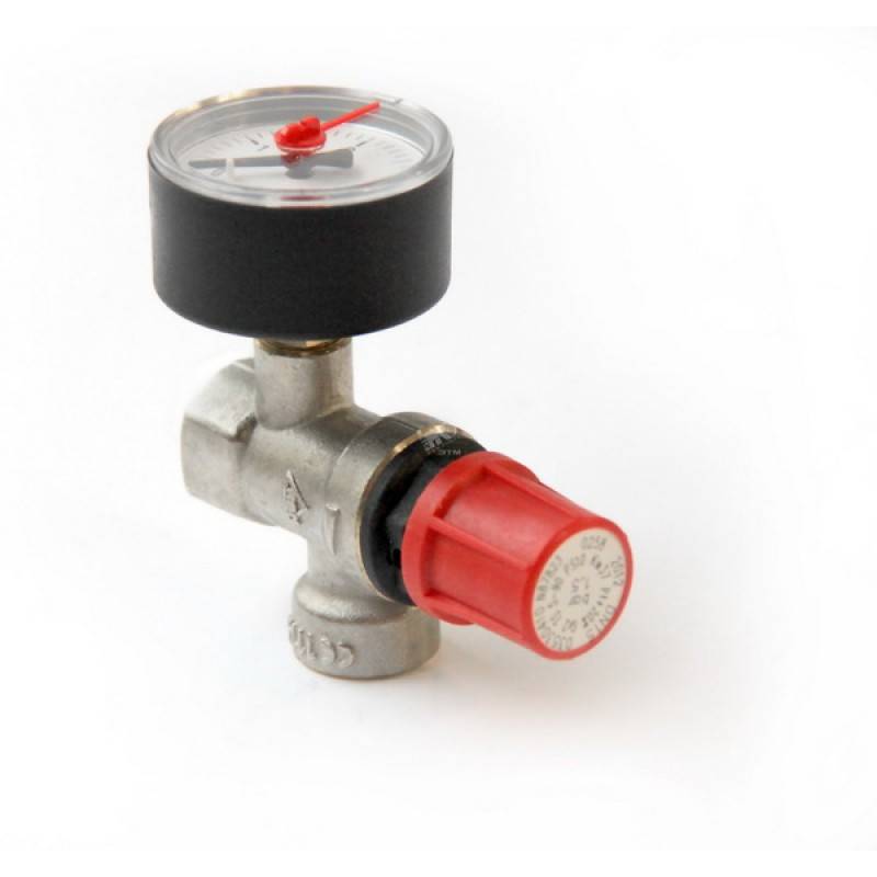 Клапан предохранительный мембранный RBM Серия 353 1/2 2.5 бар с манометром 3530430