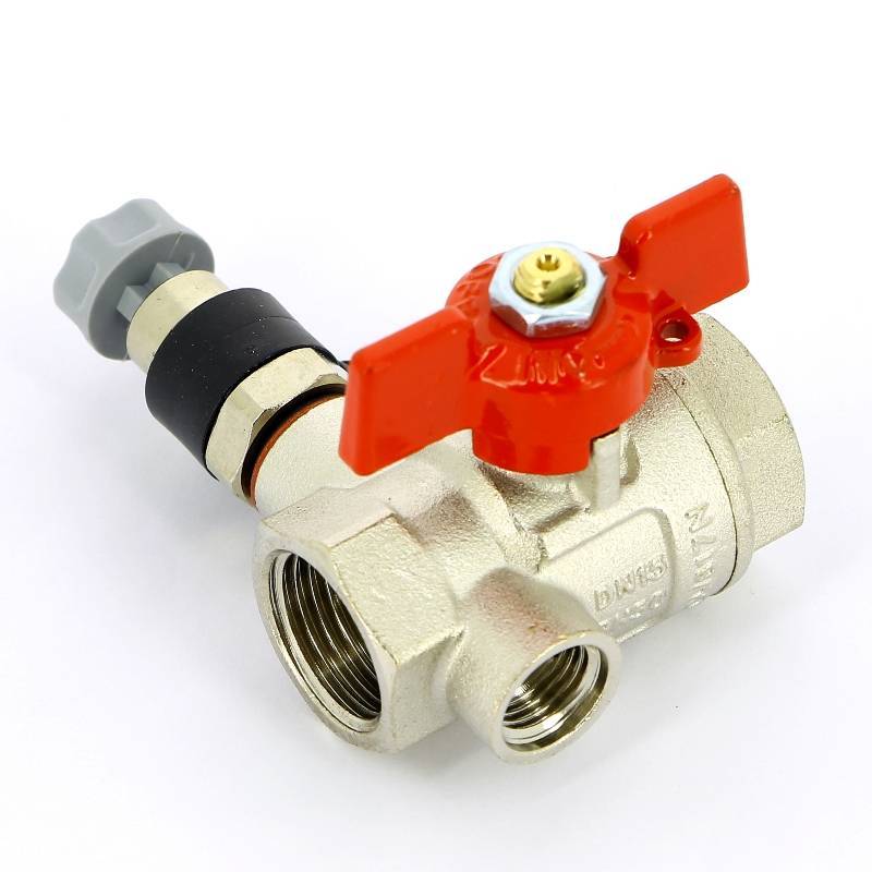 Кран шаровой Uni-Fitt ВВ с дренажным вентилем и заглушкой бабочка 1/2 115T2000