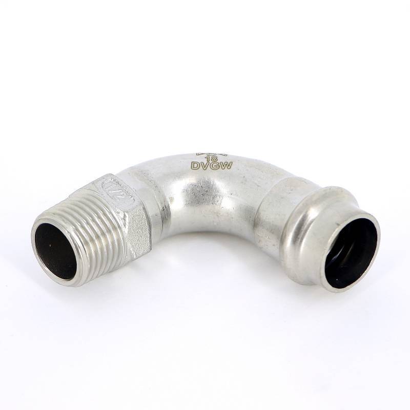 Угольник пресс IBP B-Press Inox 18 x 1/2 с наружной резьбой нержавеющая сталь PS4001G0180400