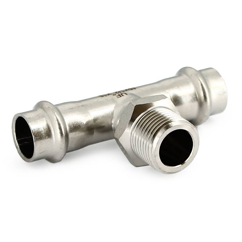 Тройник пресс с наружной резьбой Uni-Fitt 28х1/2х28 нержавеющая сталь 798S4240