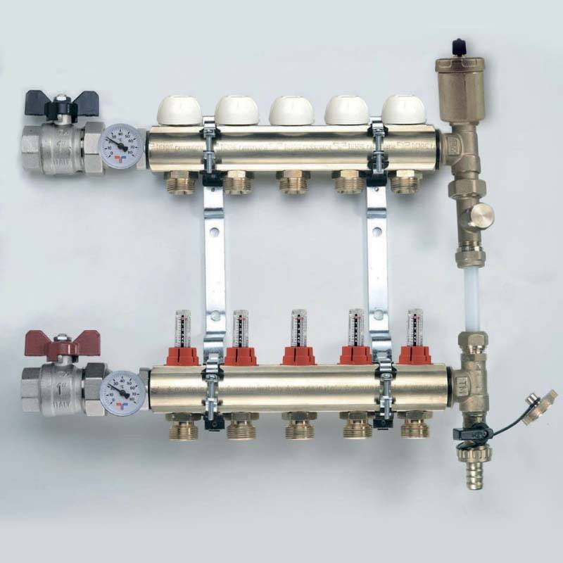 Коллекторная группа Oventrop Multidis SFI 12 выходов 1х3/4 с расходомерами и байпасом 3870026