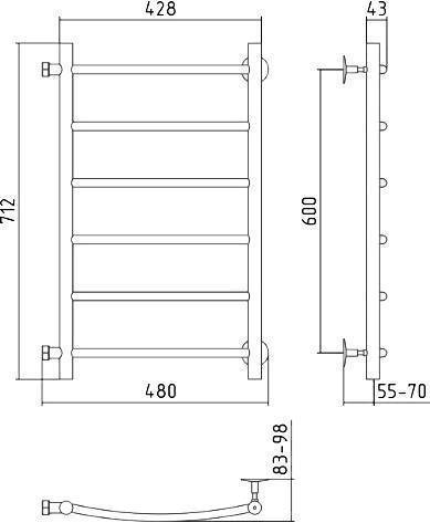 Полотенцесушитель водяной Стилье Версия-Б2 48x71,2 см без покрытия 00612-6040