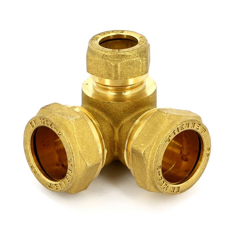 Тройник обжимной трехплоскостной Tiemme 22х15х22 мм 1000196