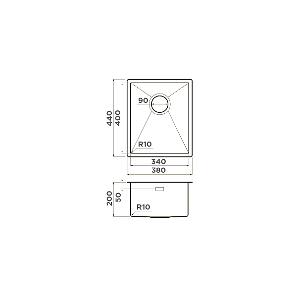 Кухонная мойка Omoikiri Taki 38-U/IF-IN 38x44 см нержавеющая сталь 4973043