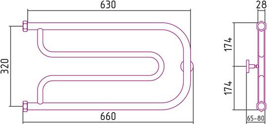 Полотенцесушитель водяной Сунержа Гусли 320x650 мм без покрытия 00-0009-3265