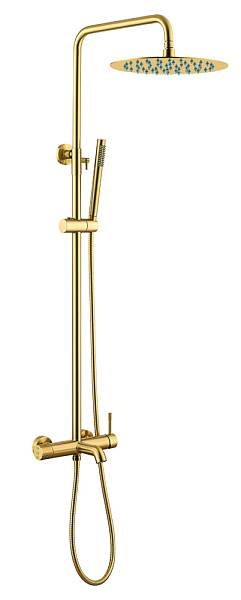 Душевая стойка Boheme Uno с верхним душем 29.5 см изливом и ручным душем золото матовое 468-MG