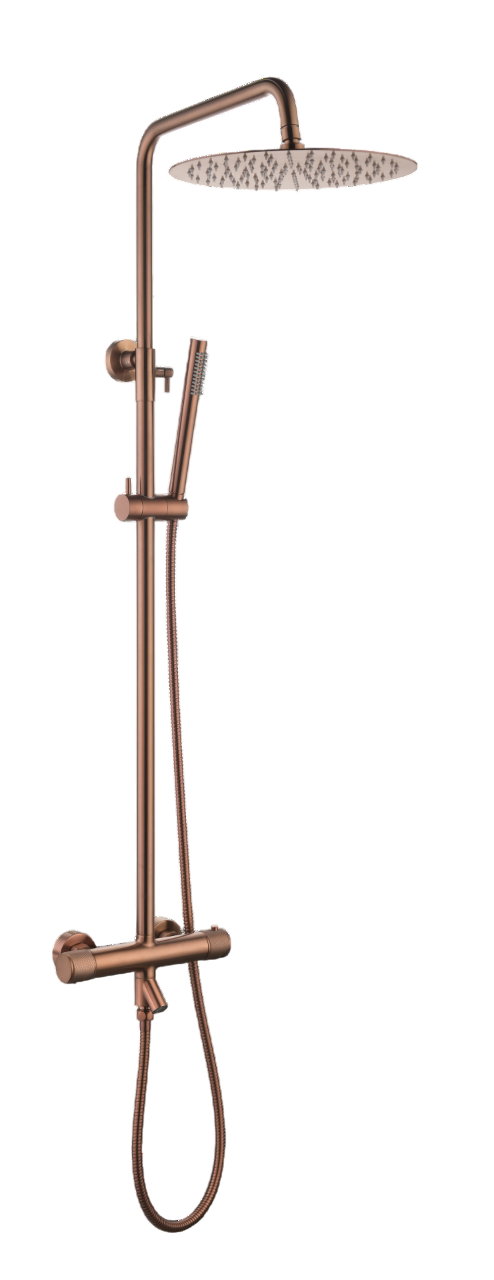 Душевая стойка Boheme Uno с термостатом и верхним душем Copper Brushed 468-T-CB