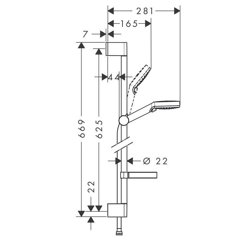 Душевой гарнитур Hansgrohe Crometta Vario со штангой 65 см и мыльницей белый/хром 26553400