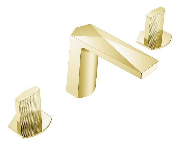 Смеситель для раковины Boheme Venturo врезной на 3 отверстия Touch золото матовое 150-MG-TOUCH