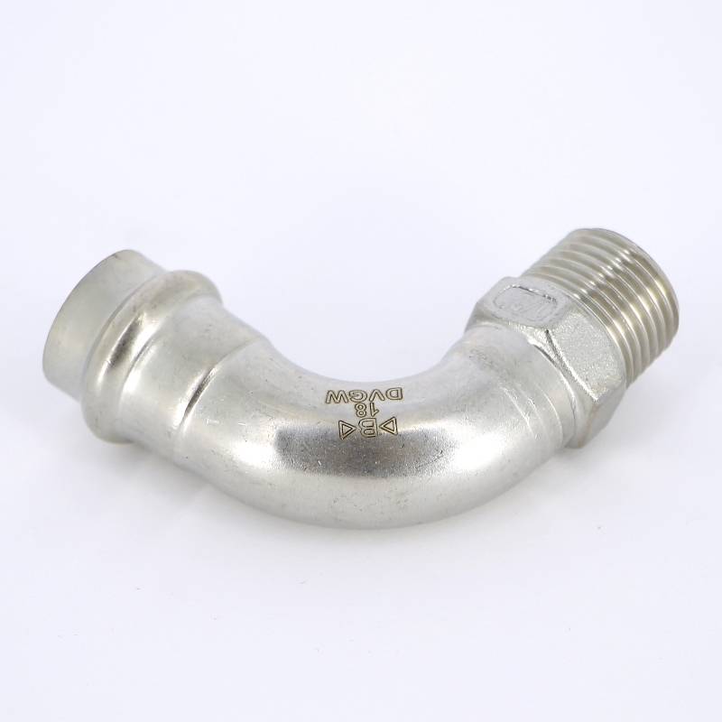 Угольник пресс IBP B-Press Inox 18 x 1/2 с наружной резьбой нержавеющая сталь PS4001G0180400