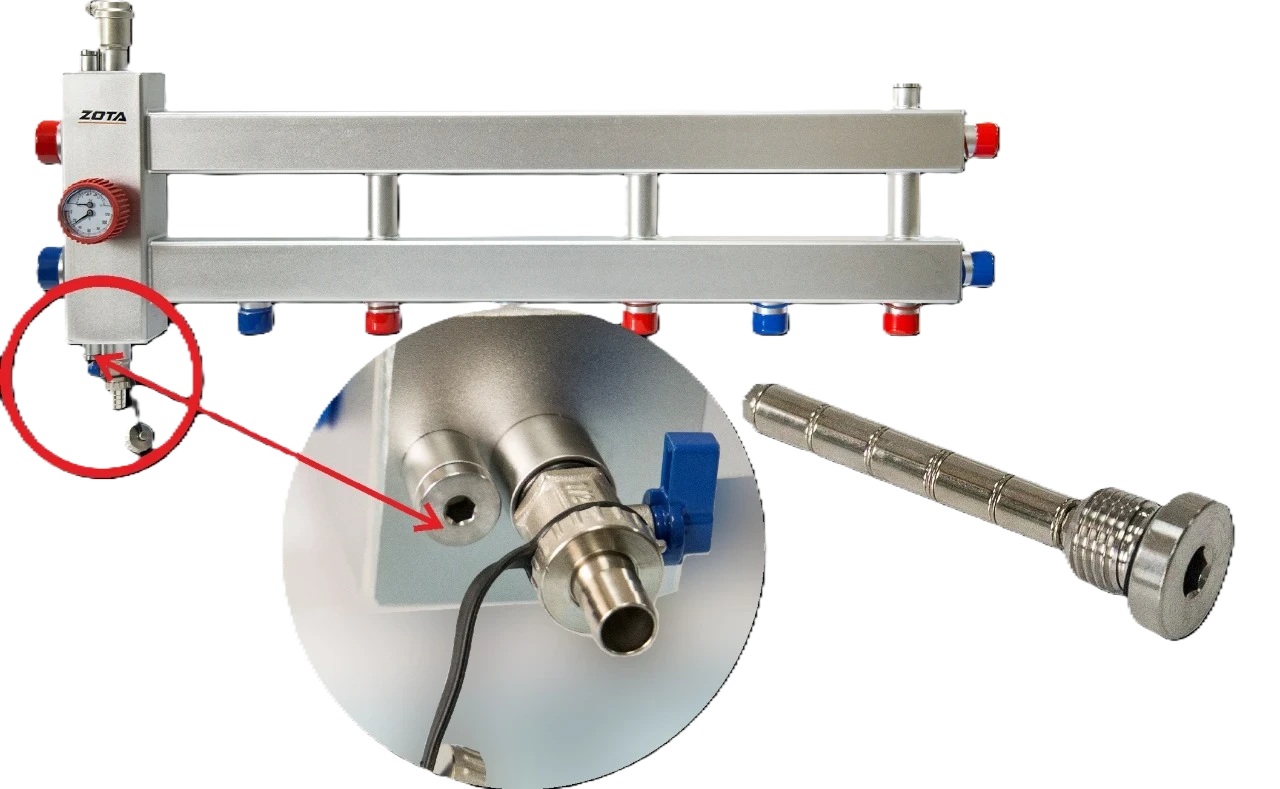 Гидроразделитель из нержавеющей стали с коллектором ZOTA горизонтальный односторонний 4 контура GR4930001214