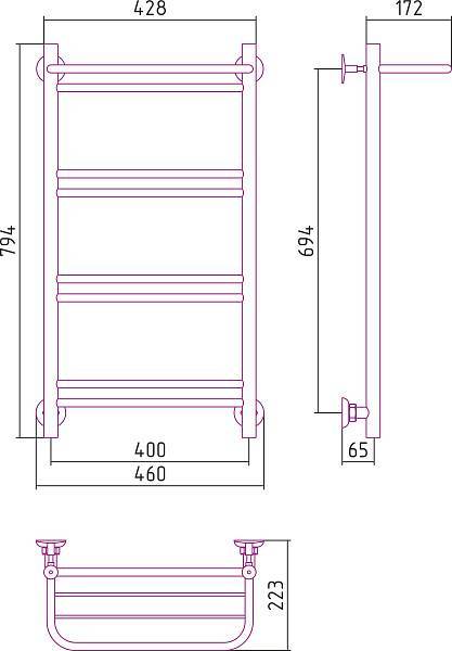 Полотенцесушитель водяной Стилье Версия-Н1 40x80 см белый 12621-8040