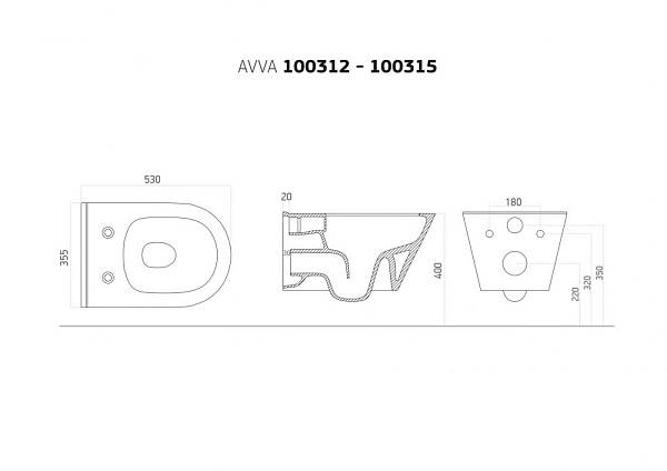 Унитаз подвесной Boheme Avva 35.5х53 см белый 972-2-W