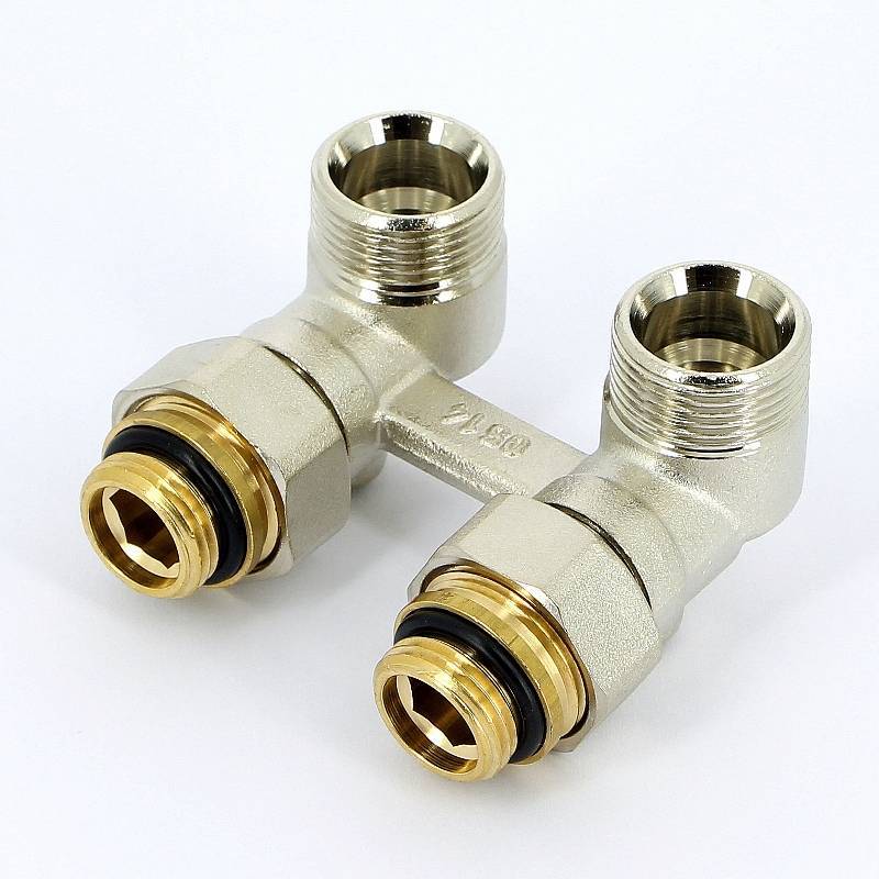 Узел нижнего подключения REHAU угловой с шаровыми кранами 1/2 x 3/4 EK 240737