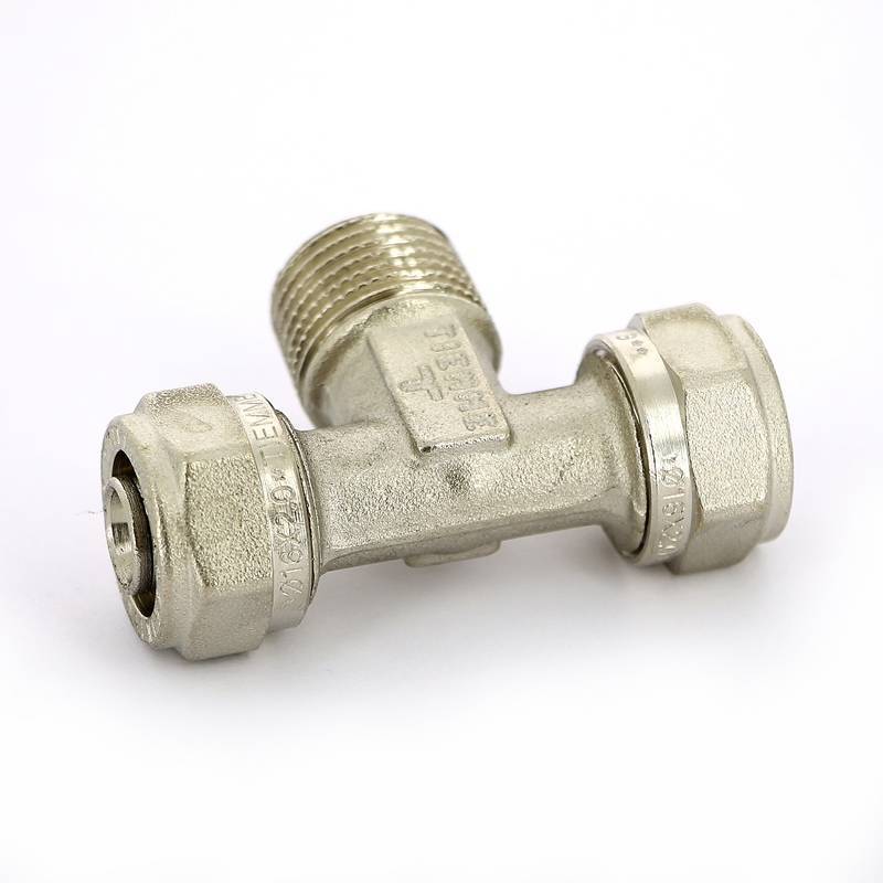 Тройник обжимной Tiemme никелированный 16x1/2x16 наружная резьба 1600038