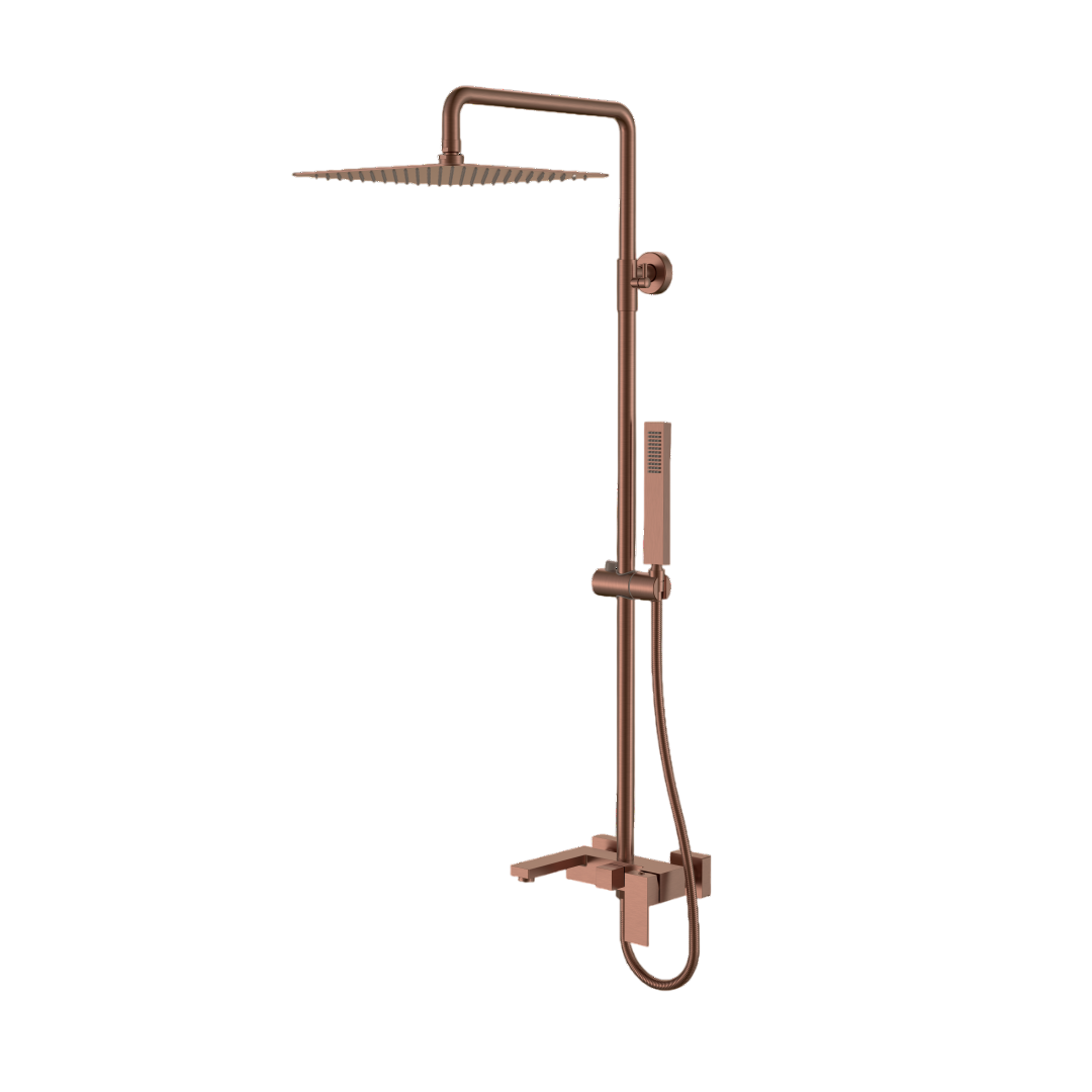 Душевая стойка Boheme Qubic со смесителем и верхним душем 30 см brushed bronze 478-BRB