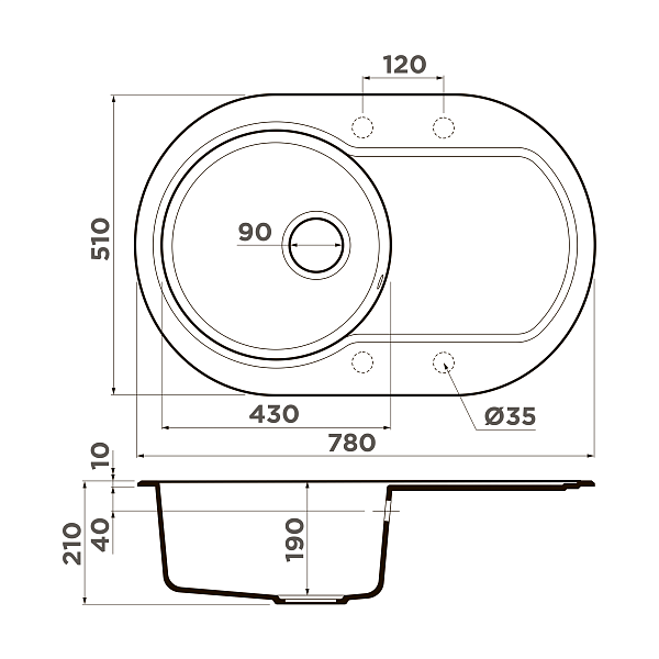 Кухонная мойка Omoikiri Manmaru 78-DC Artgranit 78x51 см темный шоколад 4993361